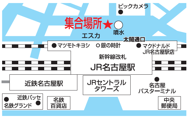 名古屋駅西口（太閤通口）ゆりの噴水前の地図